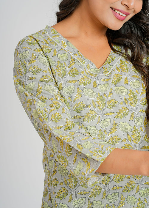 Block Printed Cotton Short Kurti