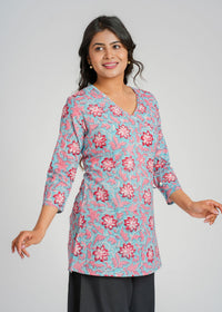Block Printed Cotton Short Kurti