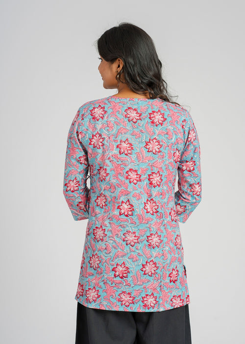 Block Printed Cotton Short Kurti