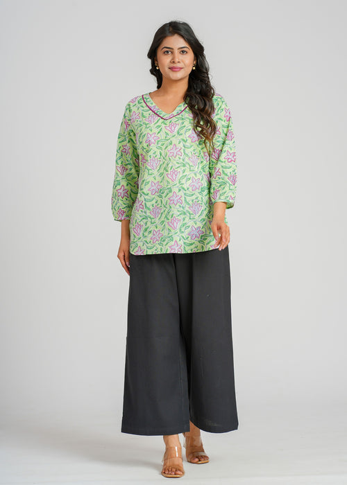 Block Printed Cotton Short Kurti
