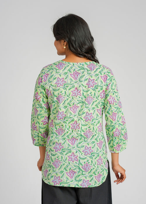 Block Printed Cotton Short Kurti