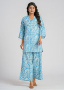 Aqua Petal Cotton Co-Ord Set