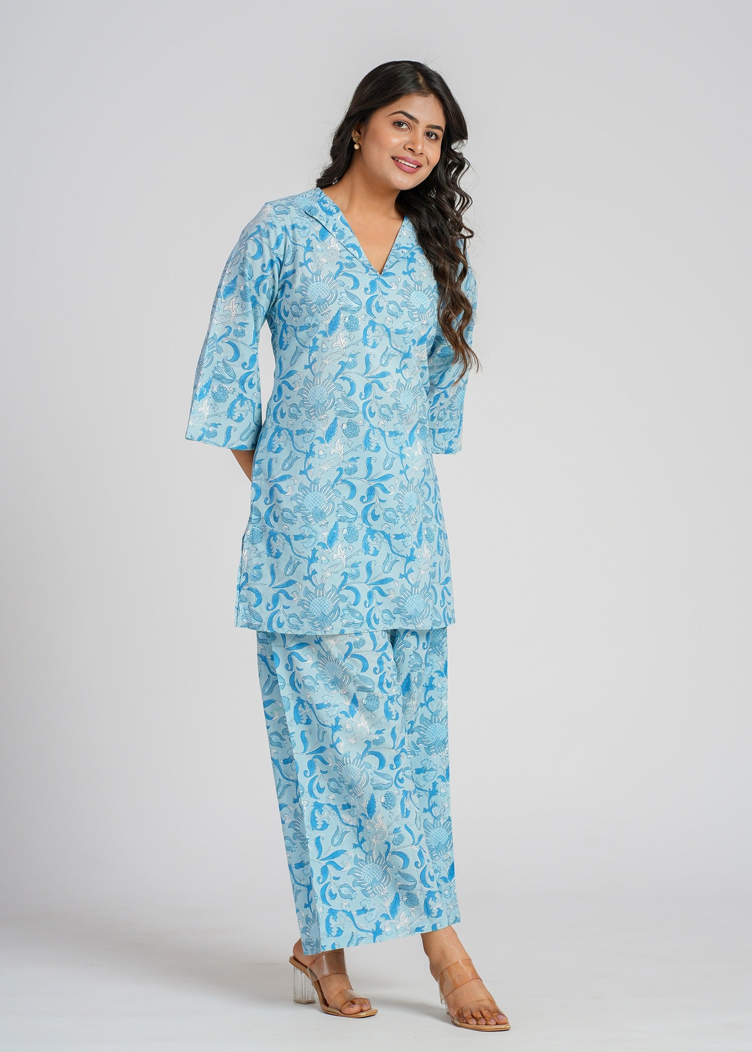 Aqua Petal Cotton Co-Ord Set
