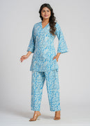 Aqua Petal Cotton Co-Ord Set