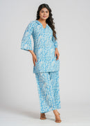 Aqua Petal Cotton Co-Ord Set