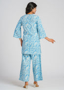 Aqua Petal Cotton Co-Ord Set