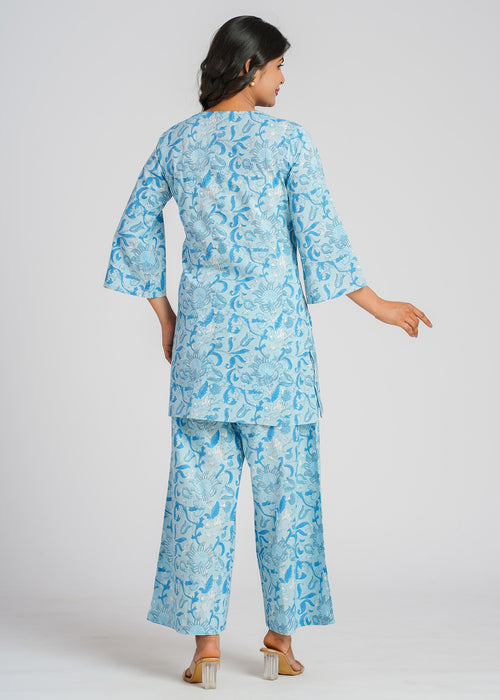 Aqua Petal Cotton Co-Ord Set
