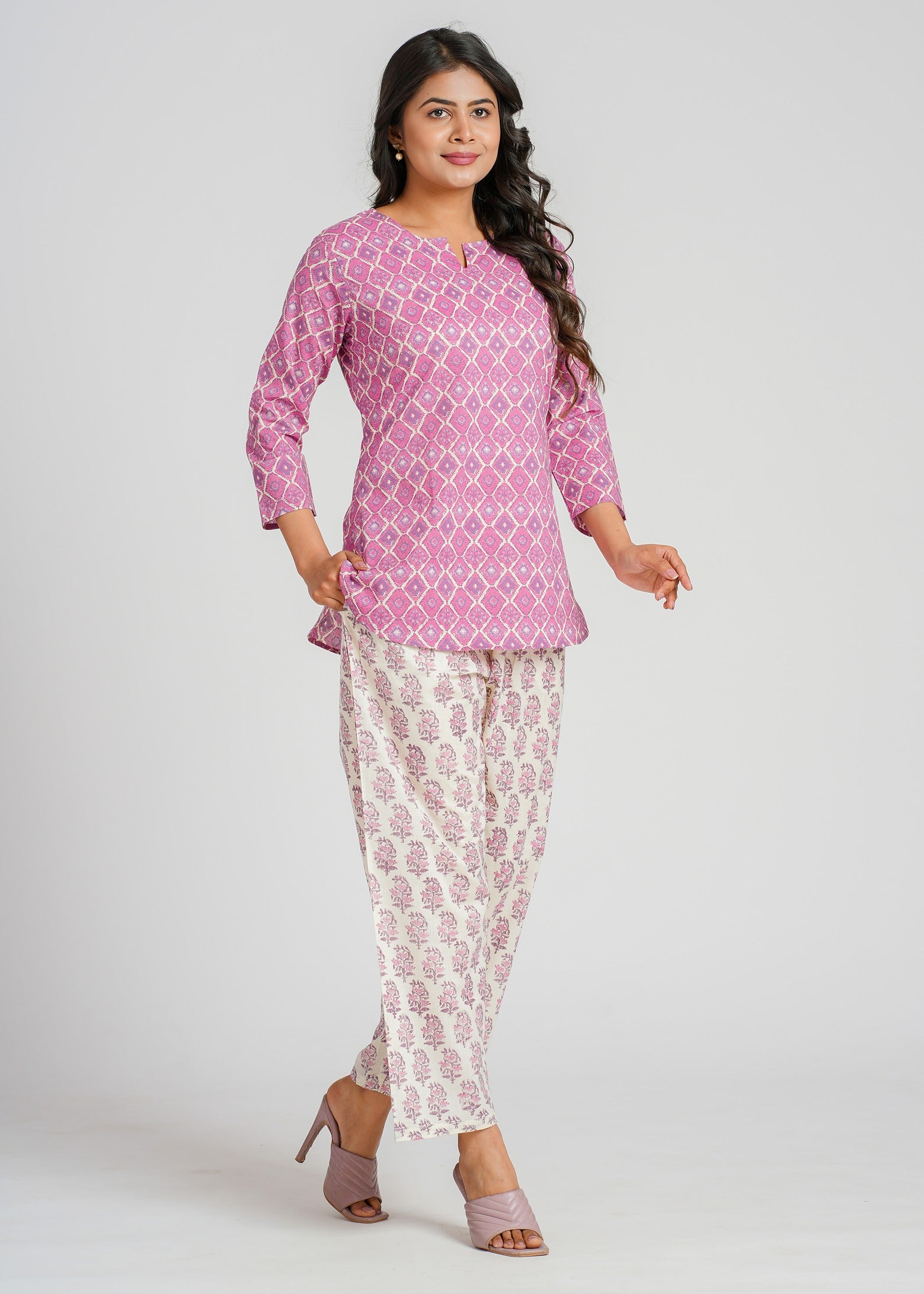 Violet Mirage Cotton Printed Cotton Co-Ord set