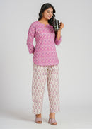 Violet Mirage Cotton Printed Cotton Co-Ord set