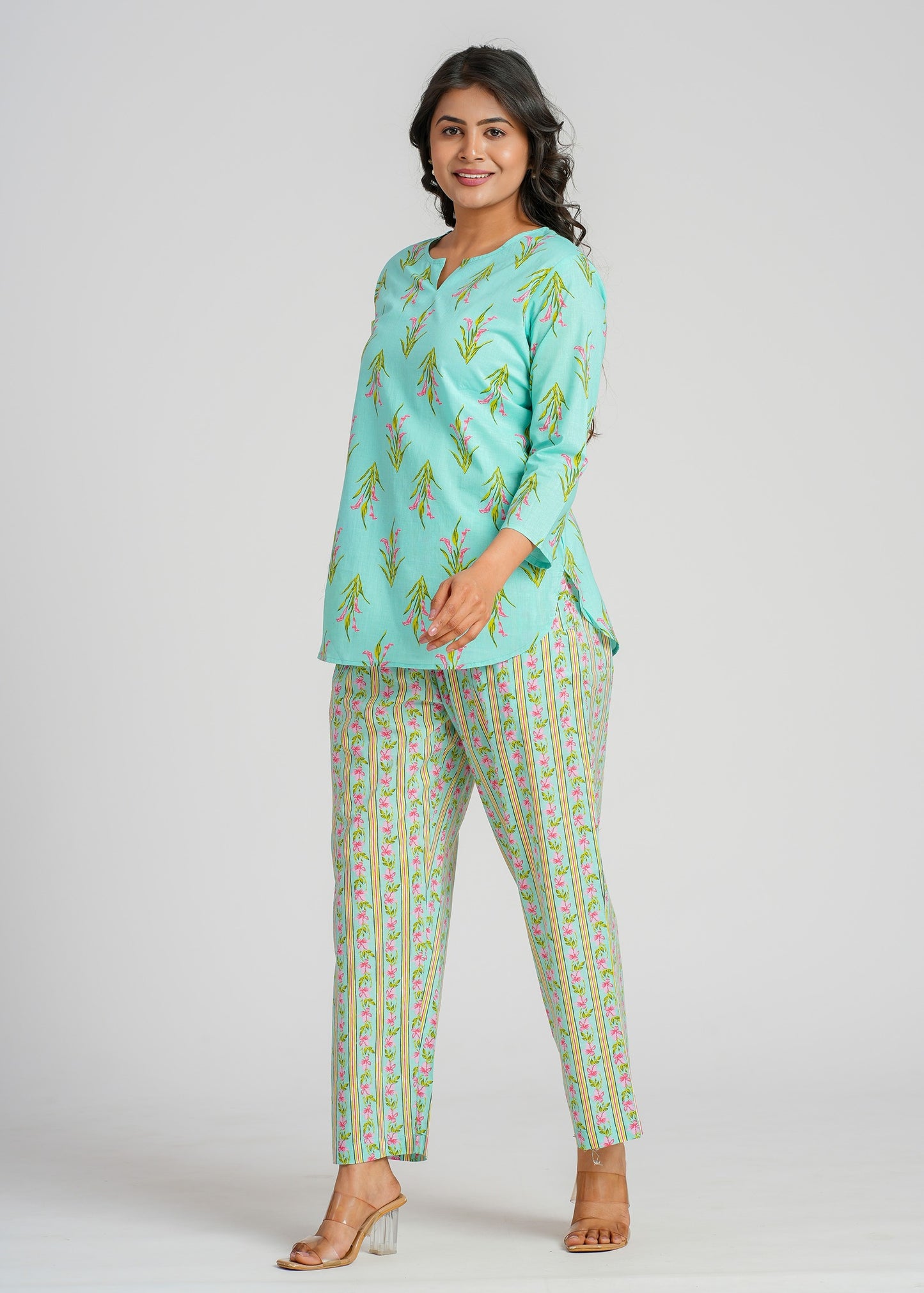 Turquoise Printed Co-Ord Set