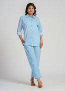 Blue Striped Cotton Co-Ord set
