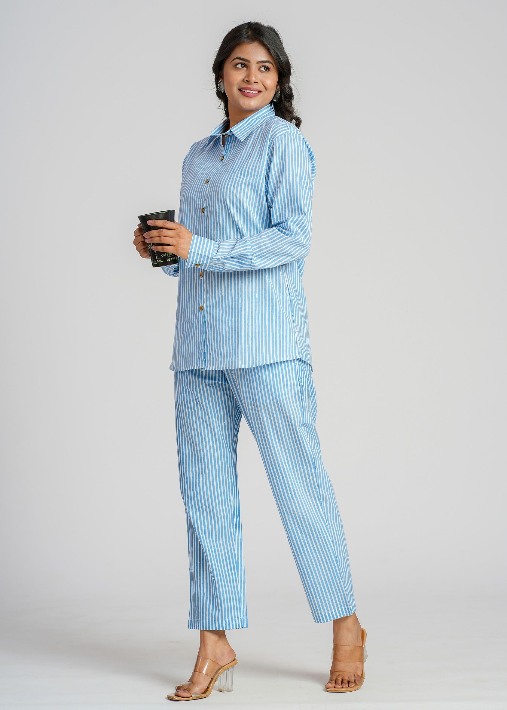 Blue Striped Cotton Co-Ord set