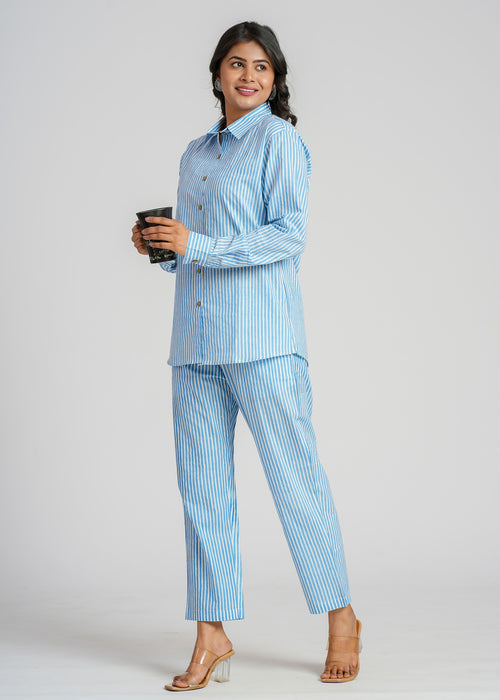 Blue Striped Cotton Co-Ord set