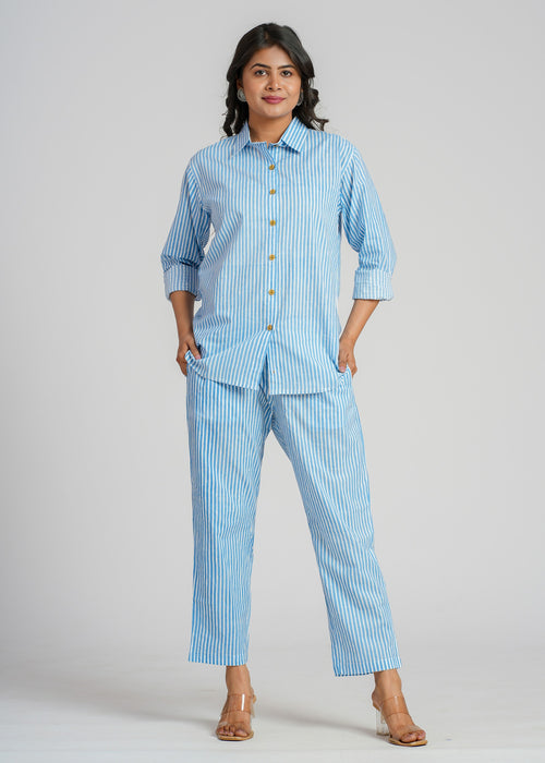 Blue Striped Cotton Co-Ord set