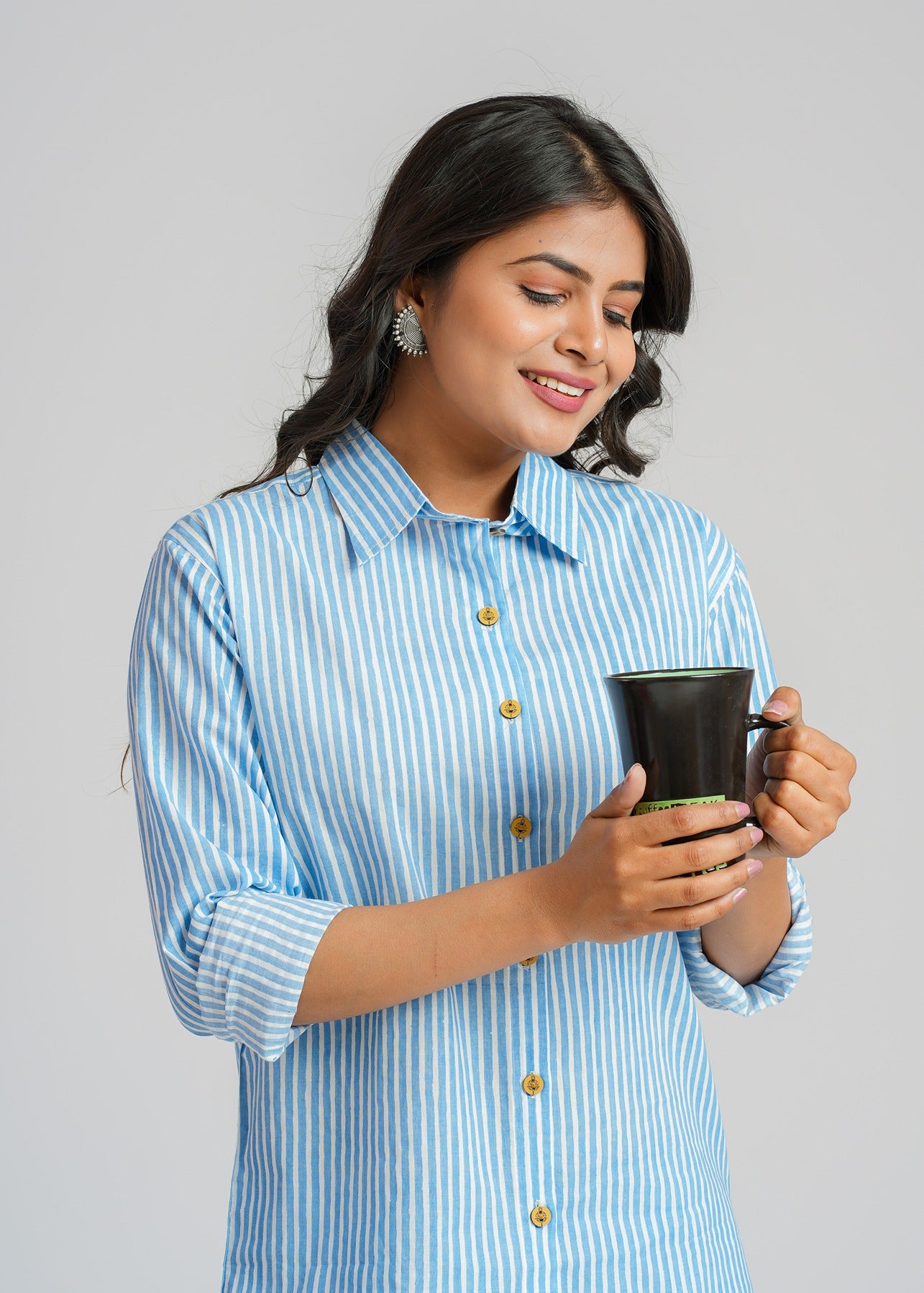 Blue Striped Cotton Co-Ord set