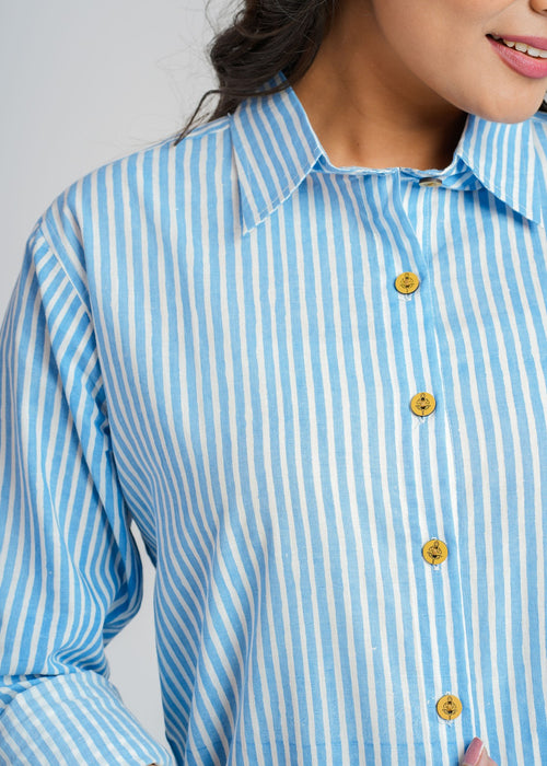 Blue Striped Cotton Co-Ord set