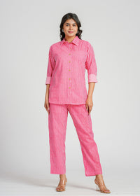 Pink Striped Printed Co-ord Set