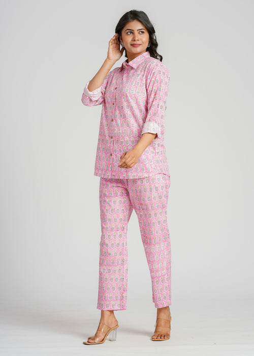 Pink Pineapple Printed Cotton Co-Ord set