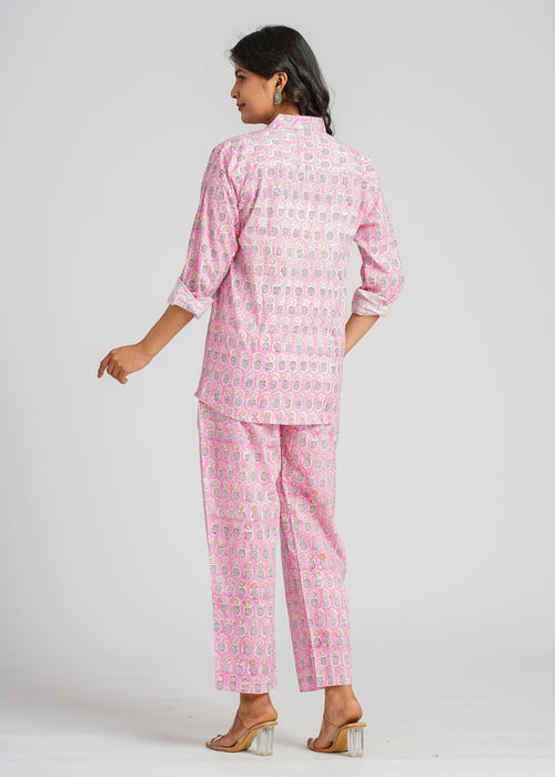 Pink Pineapple Printed Cotton Co-Ord set