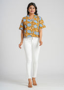 Mustard Bloom Cotton Crop Shirt