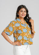 Mustard Bloom Cotton Crop Shirt