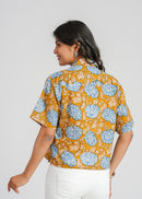Mustard Bloom Cotton Crop Shirt