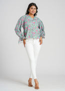Lace Block Printed Cotton Short Top