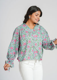 Lace Block Printed Cotton Short Top
