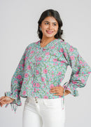 Lace Block Printed Cotton Short Top