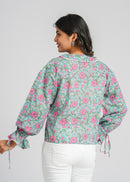 Lace Block Printed Cotton Short Top