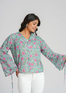 Lace Block Printed Cotton Short Top
