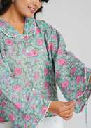 Lace Block Printed Cotton Short Top
