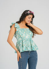 Floral Ruffle Short Top