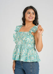 Floral Ruffle Short Top