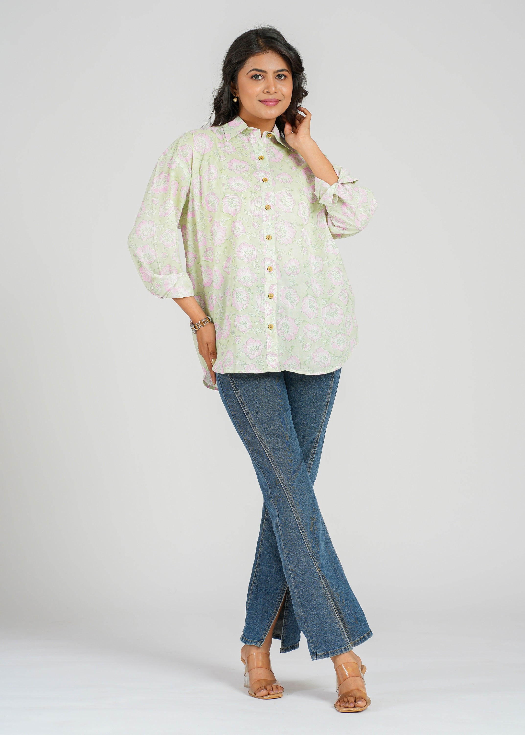 Pastel Petal Oversized  Women's Shirt