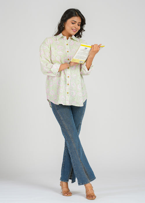 Block Printed Cotton Women's Shirt