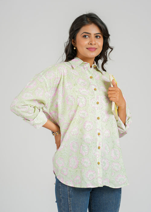 Block Printed Cotton Women's Shirt