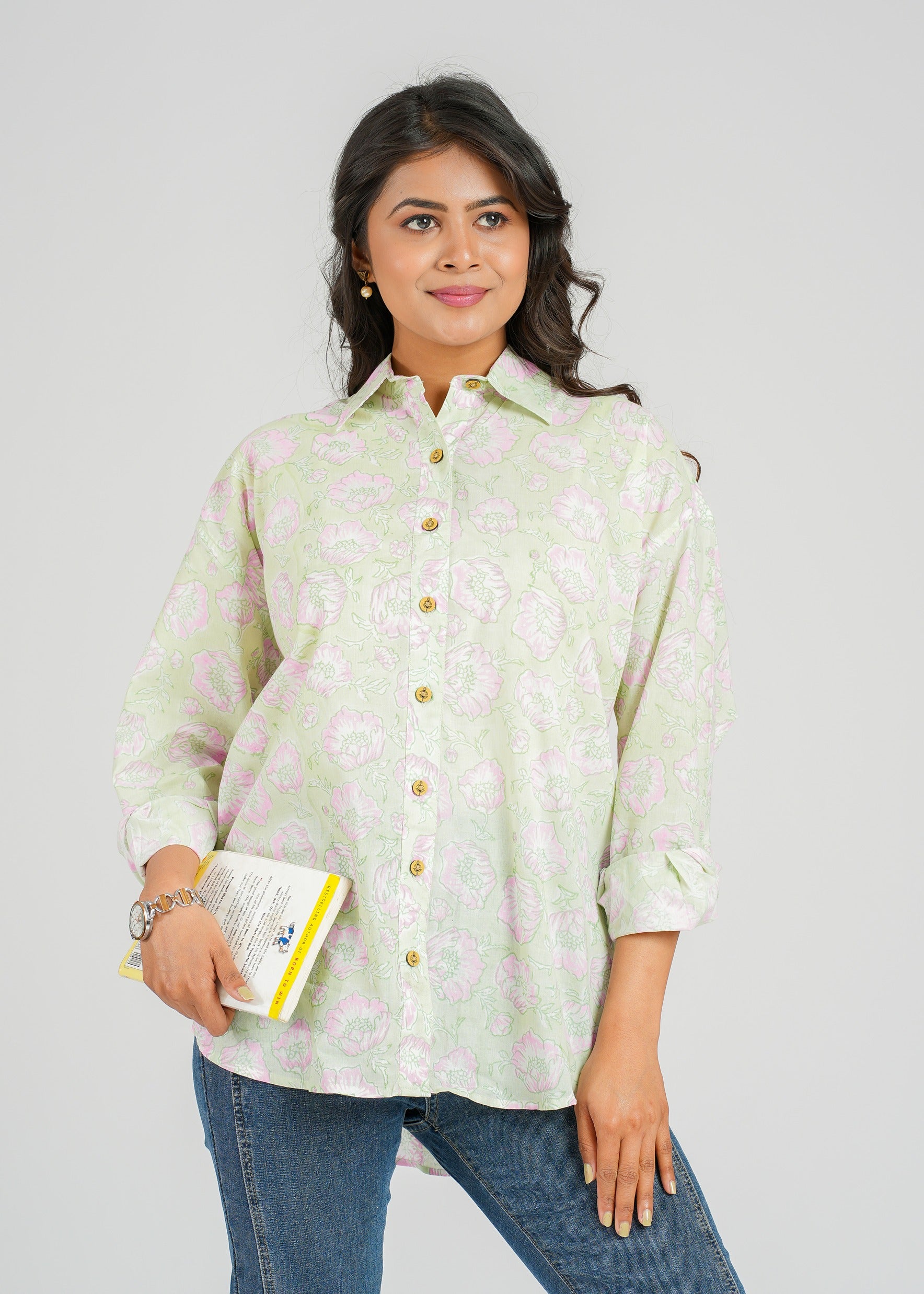 Block Printed Cotton Women's Shirt