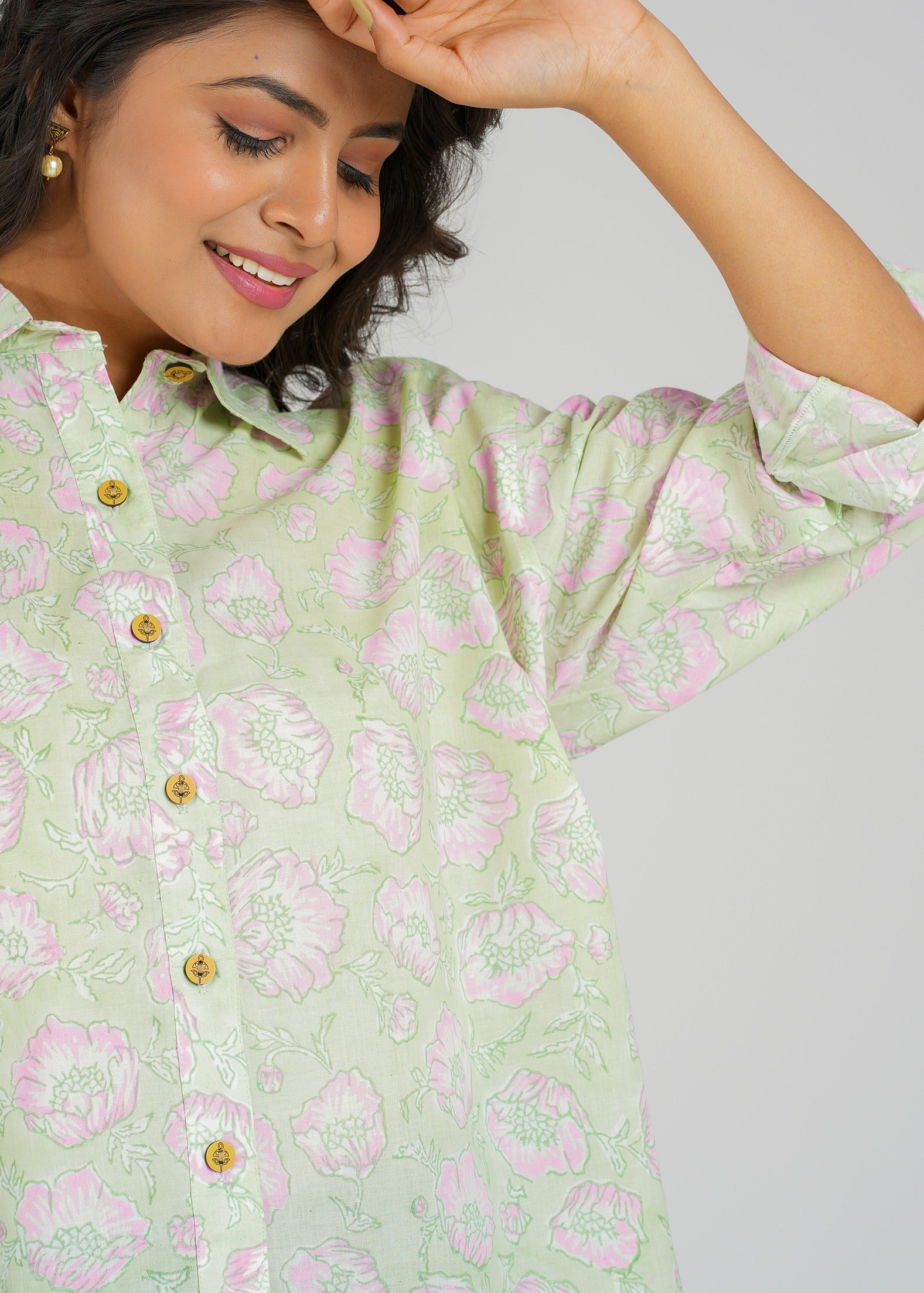 Block Printed Cotton Women's Shirt