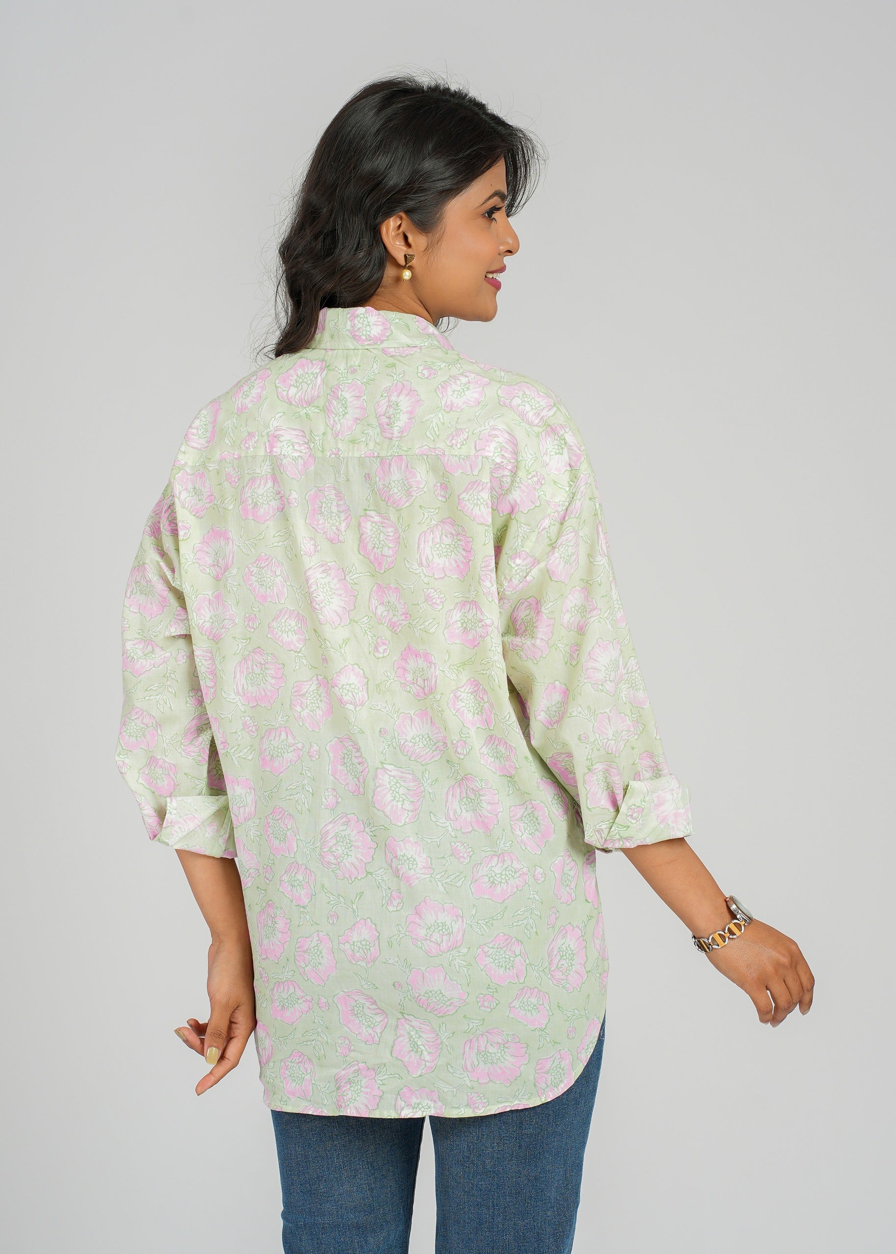 Block Printed Cotton Women's Shirt