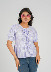 Lilac Block Printed Short Top