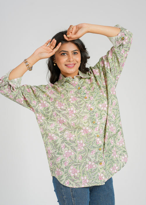 Block Printed Cotton Women's Shirt