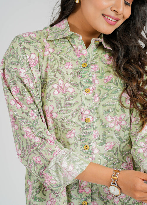 Block Printed Cotton Women's Shirt