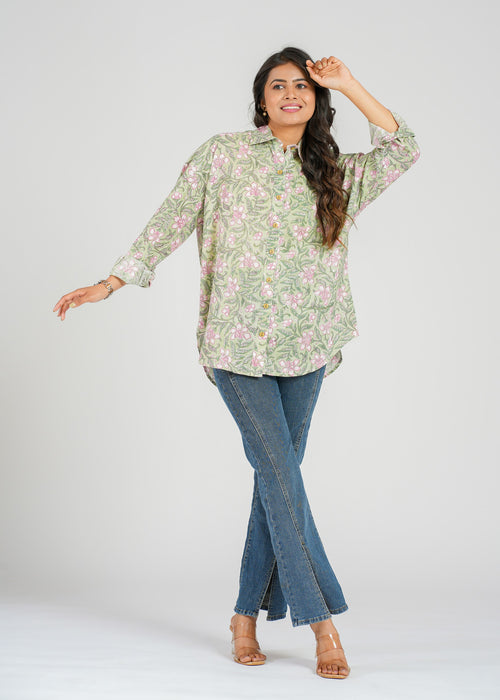 Block Printed Cotton Women's Shirt