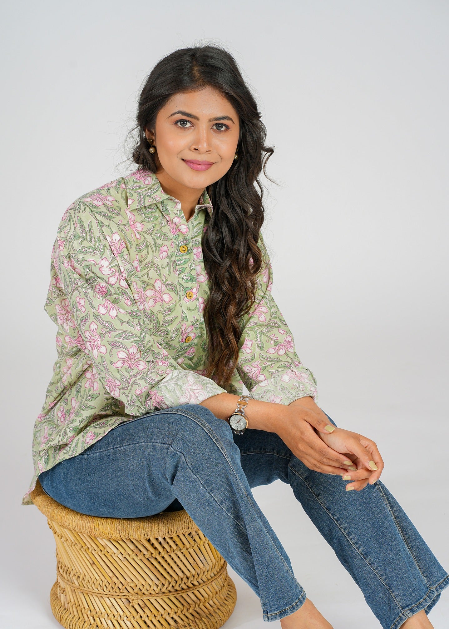Block Printed Cotton Women's Shirt