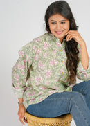 Block Printed Cotton Women's Shirt