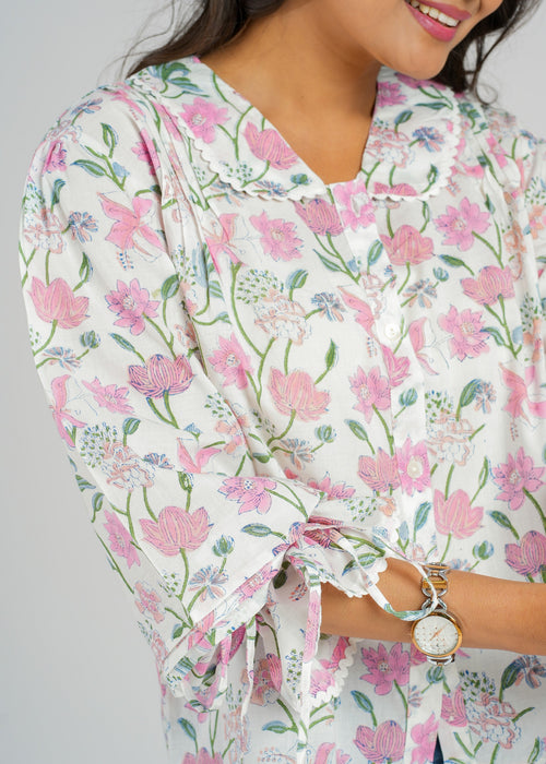 Rosétte Lace Cotton Short Top