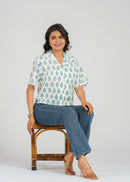Aurora Block Printed Crop Shirt