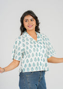 Aurora Block Printed Crop Shirt