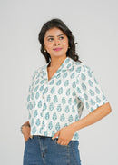 Aurora Block Printed Crop Shirt